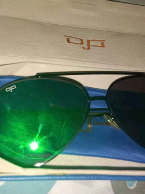 Sunglasses like new with blue and multicolor lenses, leather case