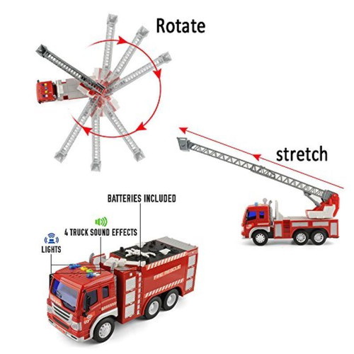 Children's fire trucks new, set of two with rotating ladder and lights