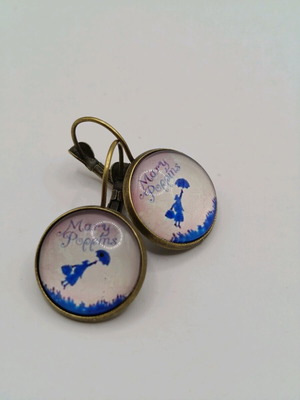 Mary Poppins earrings blue and purple, new