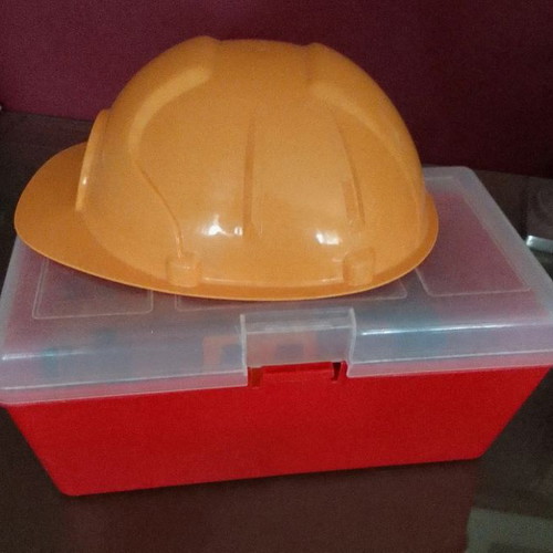 Master tool kit set with protective helmet in like new condition
