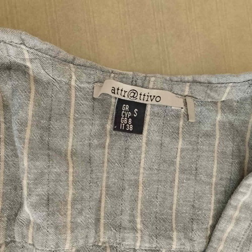 Attrattivo linen vest used, beige and grey striped, size S