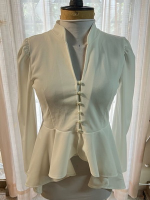 White blouse with buttons and ruffles, Small, new