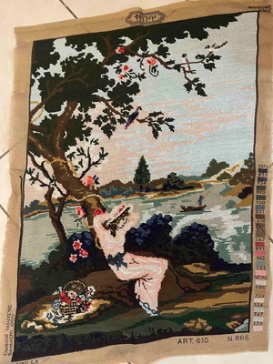 Handmade textile painting like new, 70x51 cm