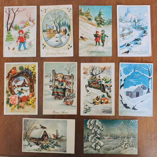 Vintage Christmas and New Year postcards set of 10, like new