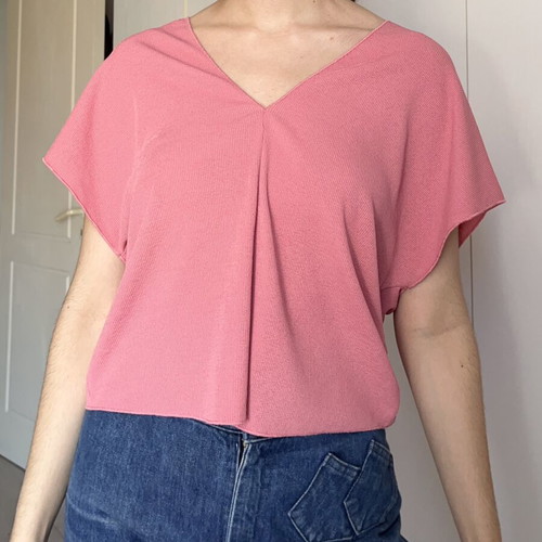 Rib summer blouse pink used, size M