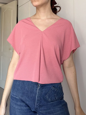 Rib summer blouse pink used, size M