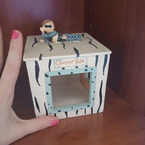 Vintage wooden decorative box with photo frames, Glamour Puss