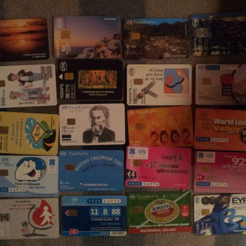 Phone cards used, pack of 20 pieces