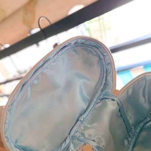 Satin Toiletry Bag like new, made in UK, light blue