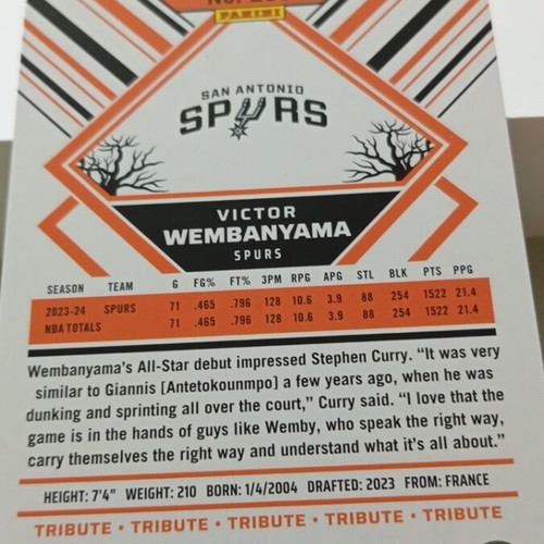 Victor Wembanyama NBA Hoops Haunted Hoops Slime Parallel Spurs card