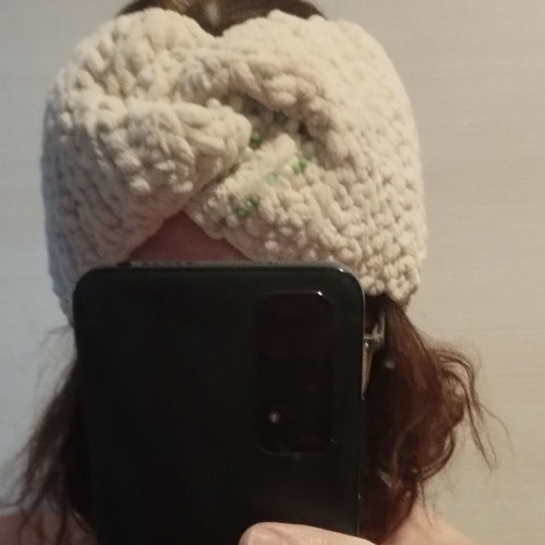 Handmade knitted hairbands with beads, black purple beige