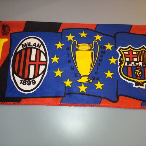 Vintage souvenir scarf AC Milan vs FC Barcelona 1994 final used