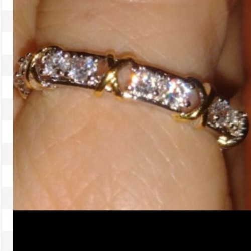 Enigma ring new, gold and silver plated with zirconia