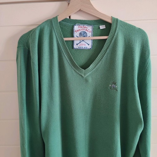 Diesel men's sweater used, green, size L with V-neck