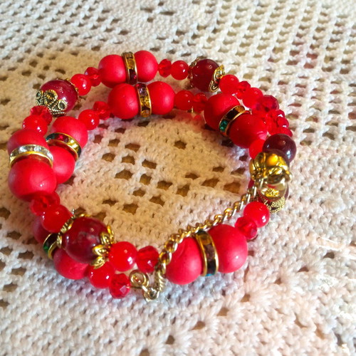 Boho handmade red bracelet new