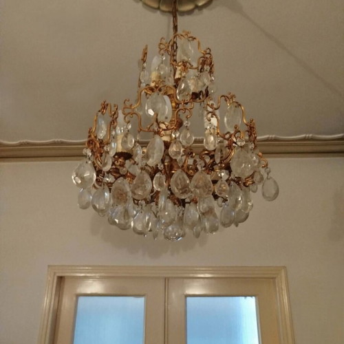 Chandelier and wall lights used, vintage antique set