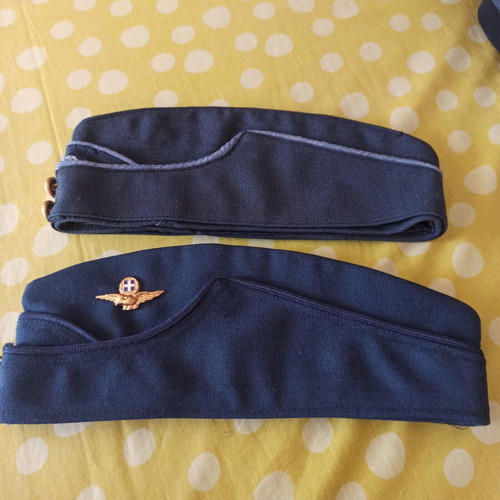 Military caps of lower officer of Hellenic Air Force like new, including two dikocha no58 and no60