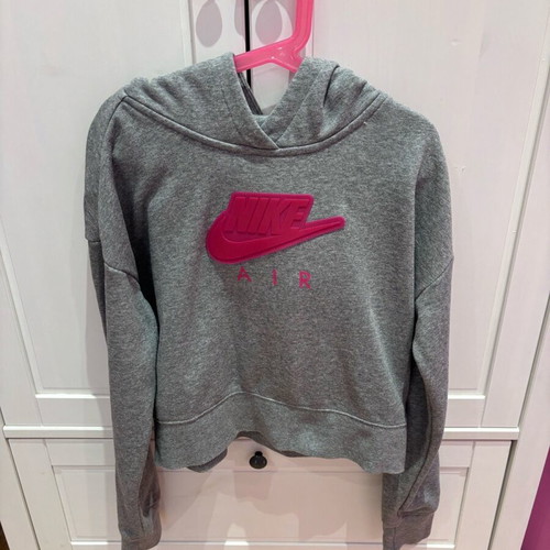 Nike cropped hoodie for girls like new, gray and pink
