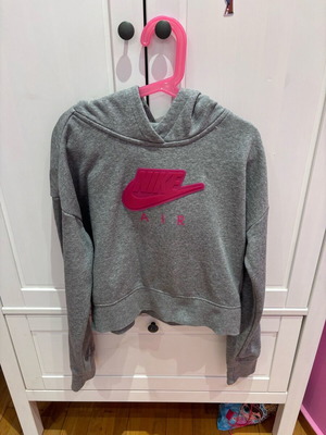 Nike φούτερ για κορίτσι cropped, σαν καινούργιο, γκρι και ροζ
