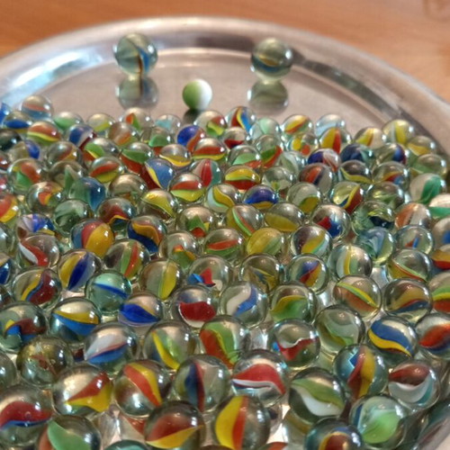 Vintage glass marbles set of about 140 pieces, 1970s