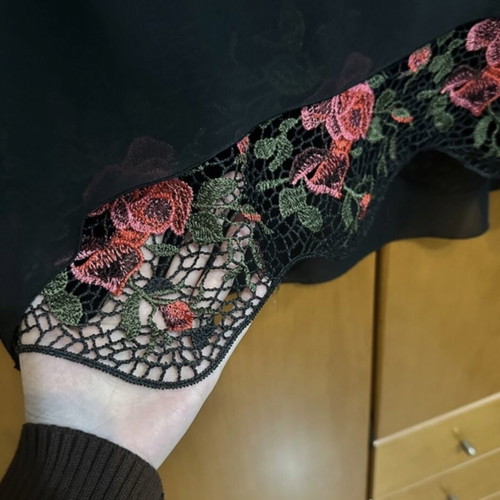 Women's blouse with embroidery like new, black