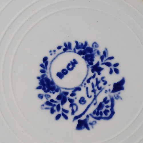 Delft Blue vintage decorative plate used, ceramic with windmill design