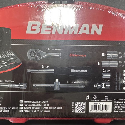 Benman socket set 48 pcs 1/4" drive, 6 point, CR-V steel