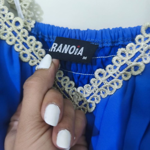 Paranoia cocktail dress like new, blue with gold lace details