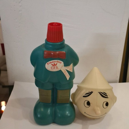 Vintage γερμανικό πλαστικό μπουκάλι σαμπουάν Pinocchio μεταχειρισμένο