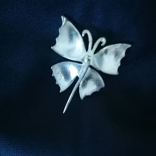 Silver 924 butterfly brooch used