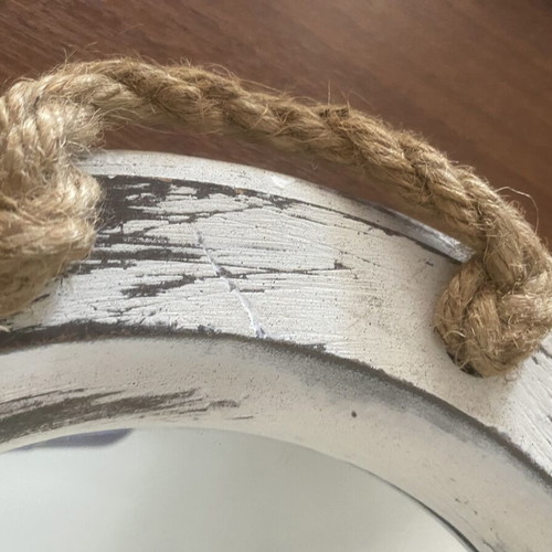 Decorative Shabby Chic Tray Mirror with Rope, Like New
