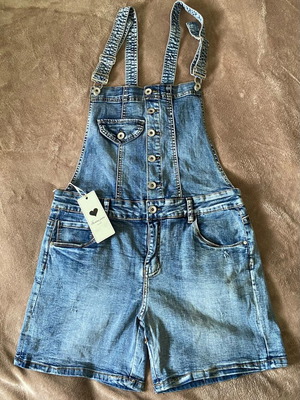 Denim salopette shorts new, size XL, blue