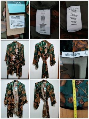 Attrattivo Women's Kimono S new velvet with floral pattern