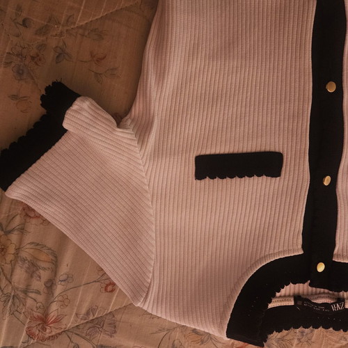 Zara knitted cardigan size S like new, white with black details