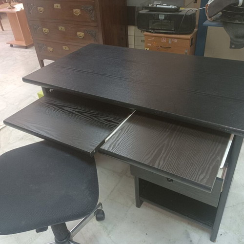 Black computer desk and office chair set