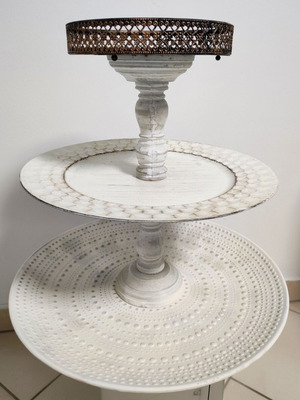 Handmade three-tier rotating serving tray with mirror like new 39x39cm