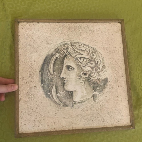 Fresco painting used 70s 33x33cm