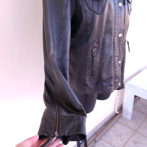 Bossini women's black leather jacket L used, soft leather