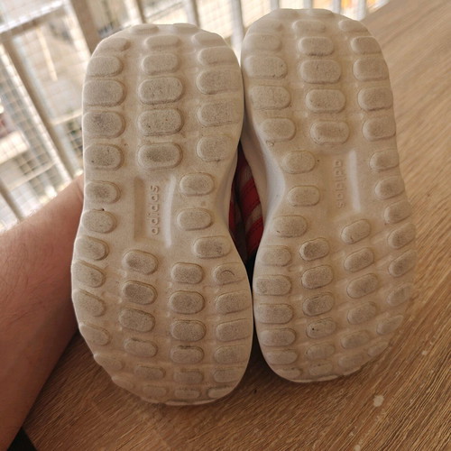 Adidas kids shoes used size 24, white and red