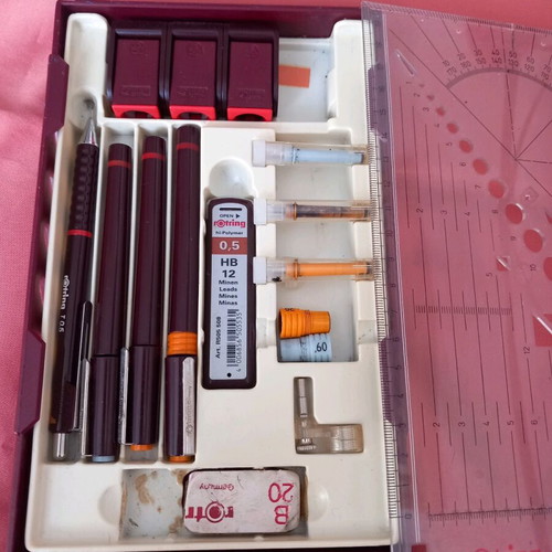 Rapidograph and ruler set like new, complete case