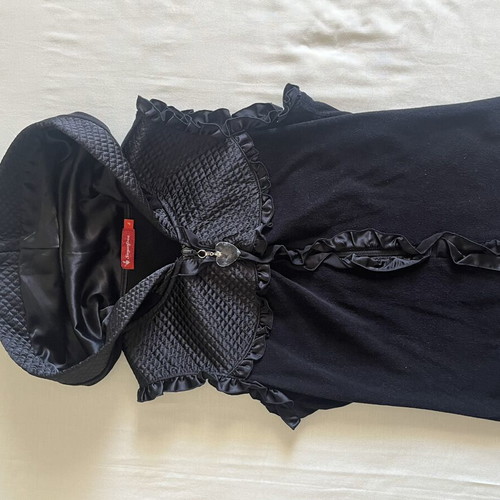 SugarFree black sleeveless vest with satin details, small to extra small