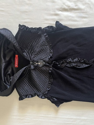 SugarFree black sleeveless vest with satin details, small to extra small