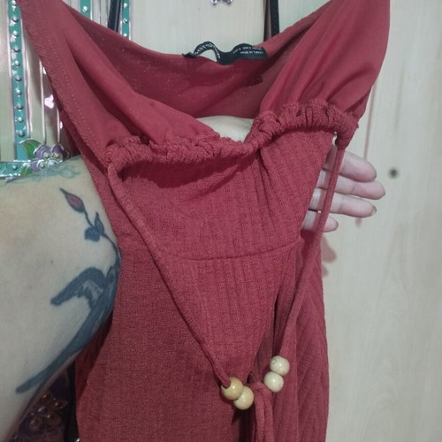 Bershka red midi dress like new, slim fit with side and neckline cutouts