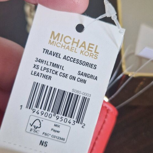 Michael Kors lipstick bag red new with gold chain