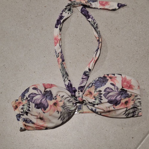 H&M Mix & Match Bikini Set Like New, Floral Bandeau Top & Scalloped Bottoms