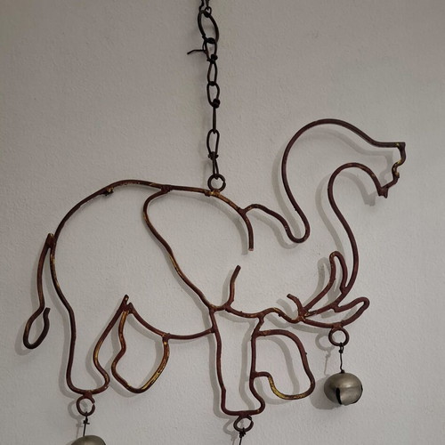 Handmade Metal Wall Decor Elephant Wind Chime used