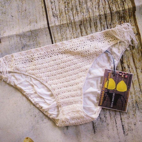 Knitted bikini bottom new, handmade, size S, white