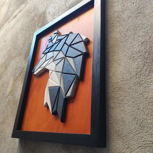 Geometric Wolf 3D Wooden Wall Art Prism Lykos new