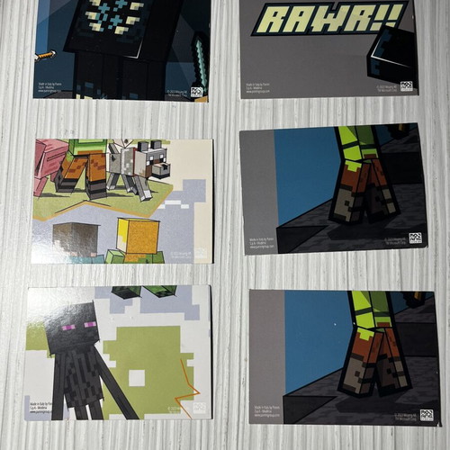 Holographic Panini Minecraft Trading Cards bundle like new, 6 cards