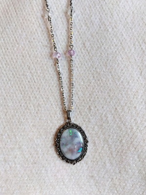 Handmade necklace with galaxy flakes new, white